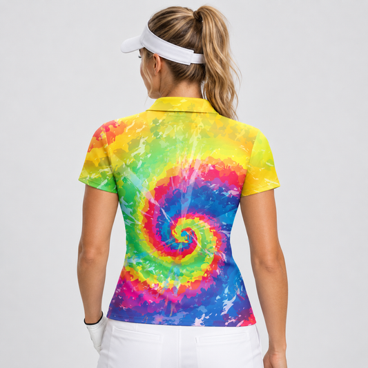 Tie-Dye Women's Performance Golf Polo – performance golf polo view 2