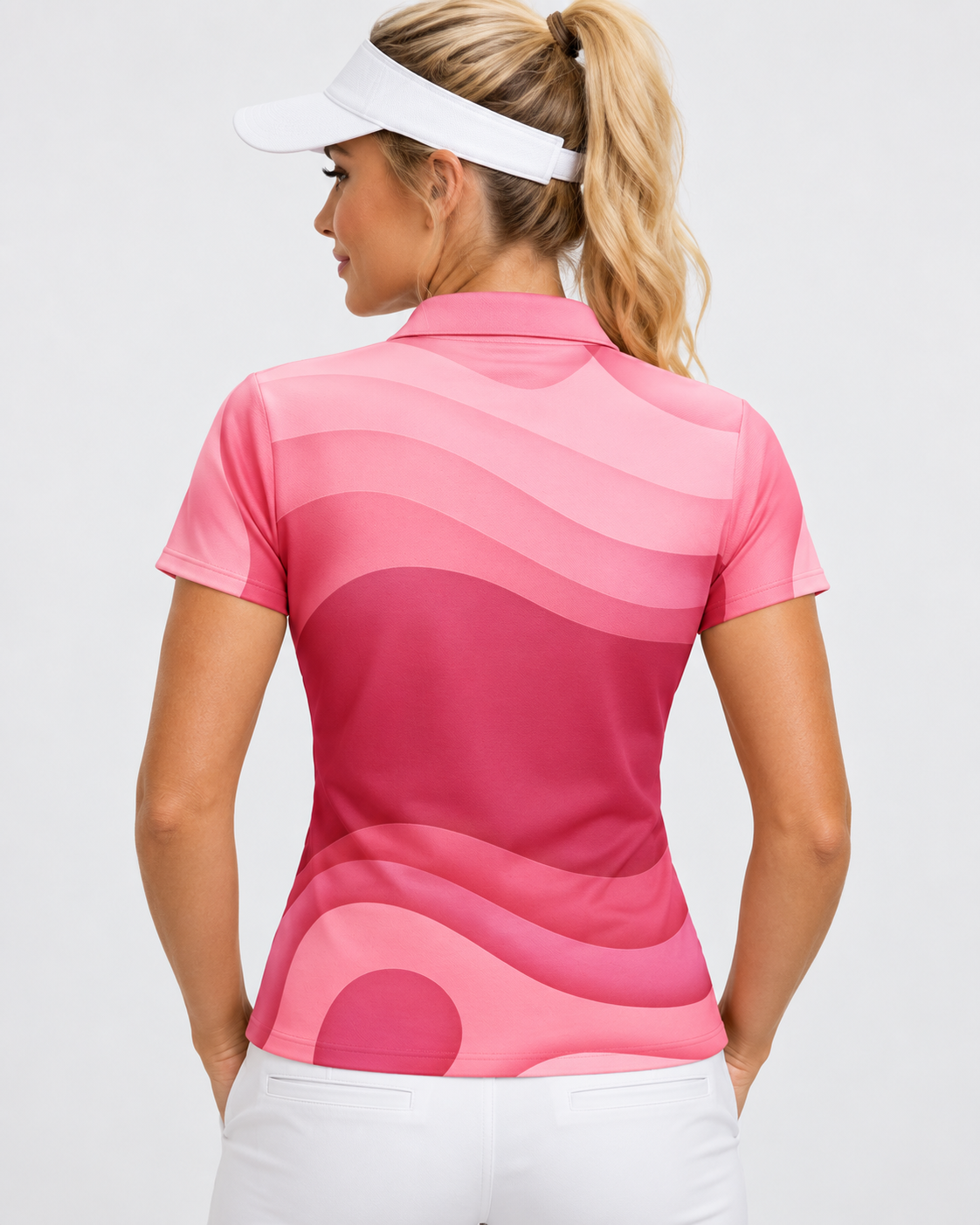 Pink Women's Performance Golf Polo – performance golf polo view 2