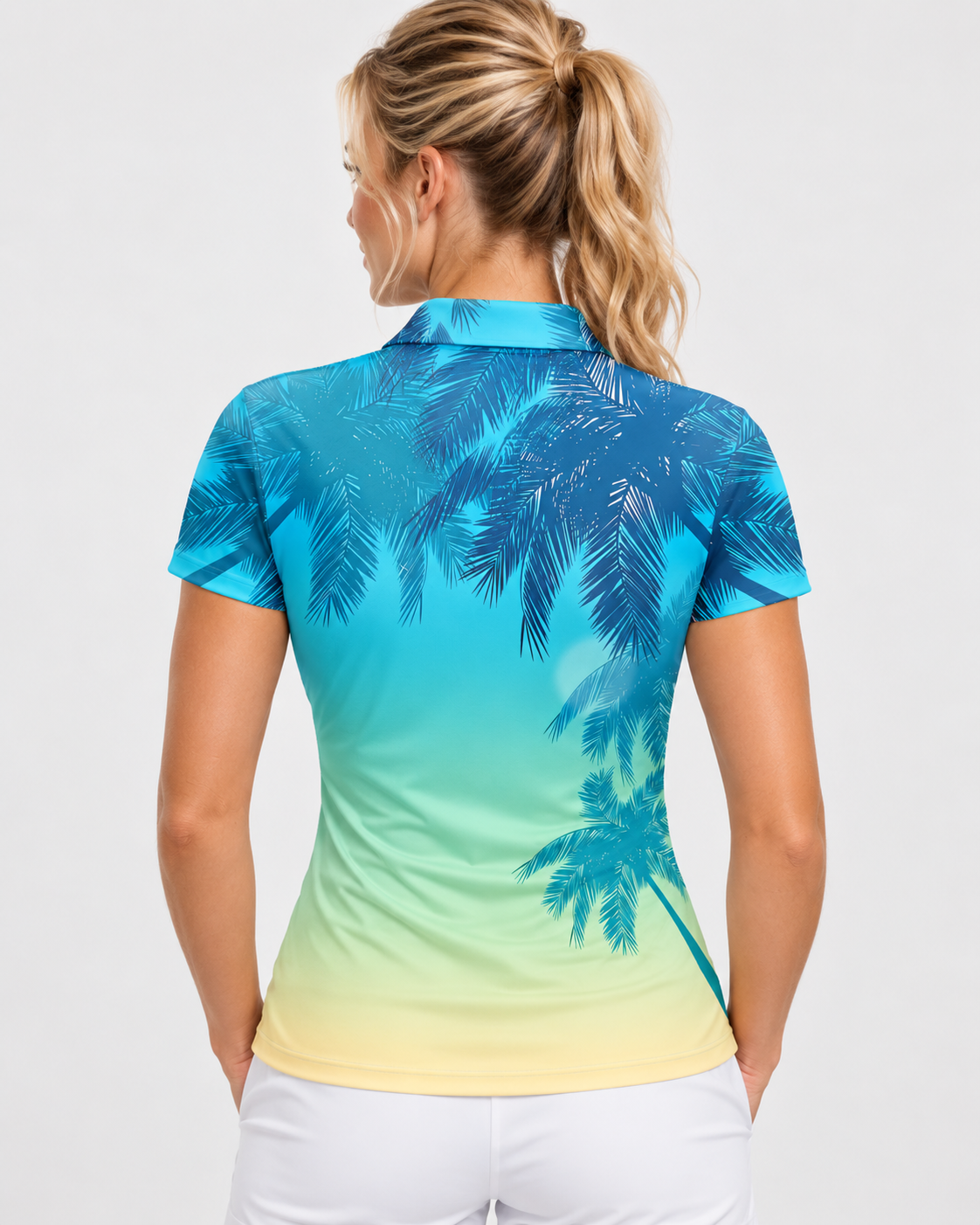 Palm Tree Women's Performance Golf Polo – performance golf polo view 2