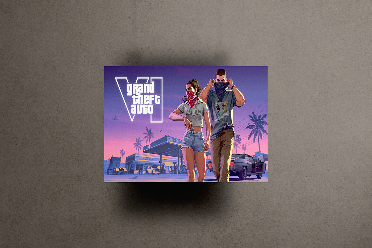 GTA VI Jason & Lucia Metal Poster – metal wall art view 1