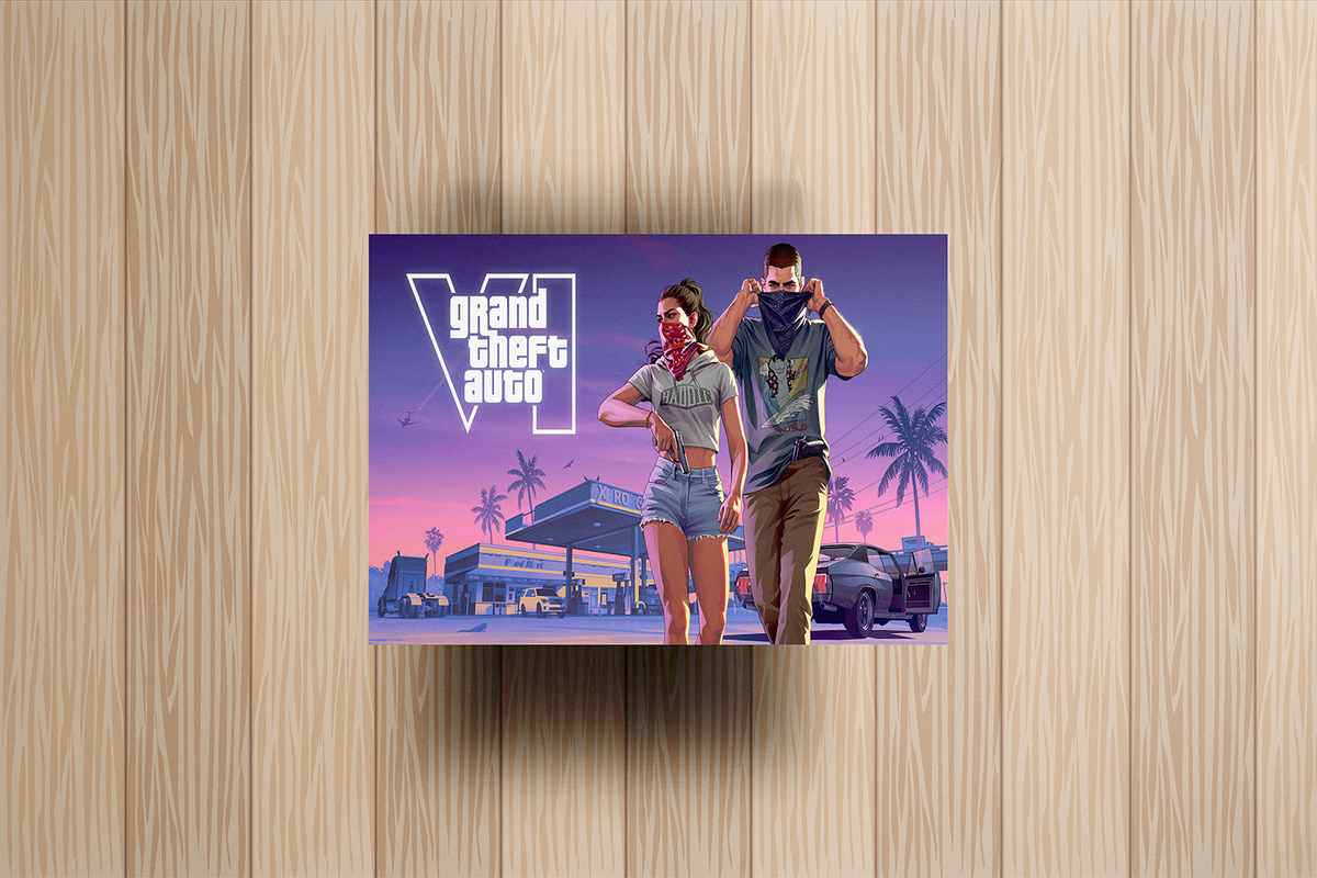 GTA VI Jason & Lucia Metal Poster – metal wall art view 2