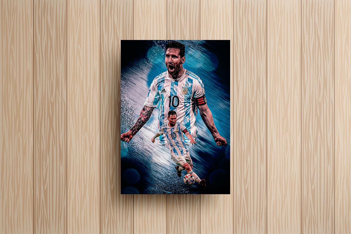 Messi Argentina Metal Poster – metal wall art view 2