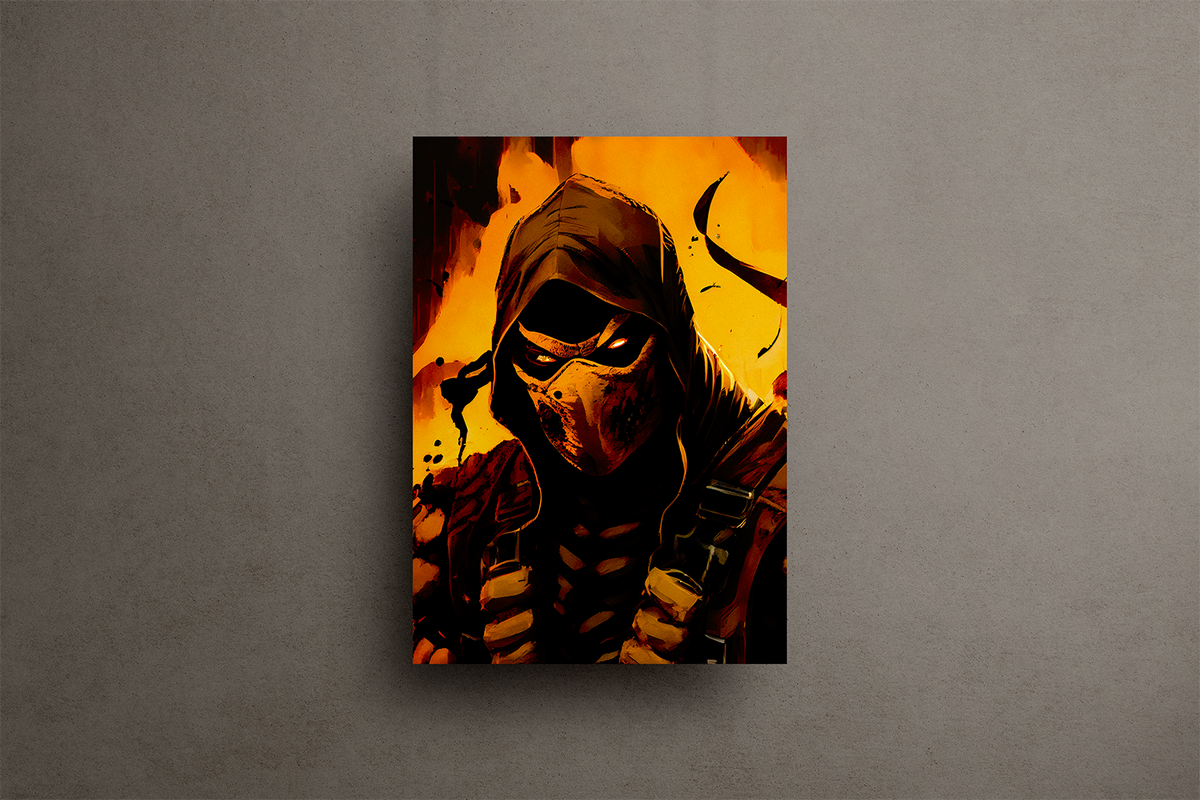Mortal Kombat Scorpion Metal Poster – metal wall art view 1