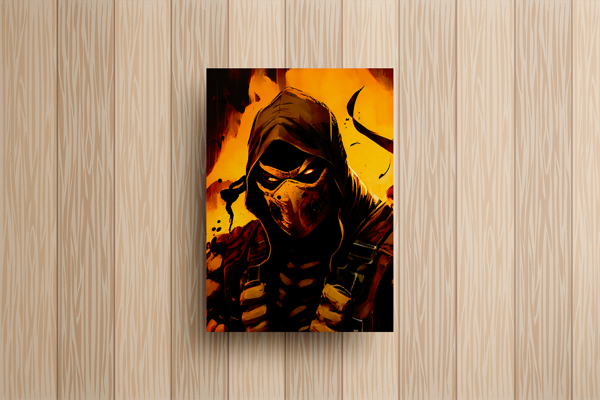 Mortal Kombat Scorpion Metal Poster – metal wall art view 2